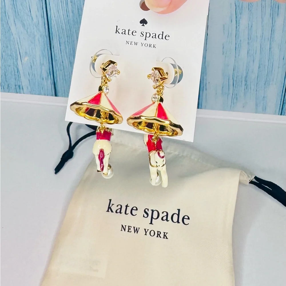 KATE SPADE Earrings Carousel Horse Rhinestone NWT $129 - collectible